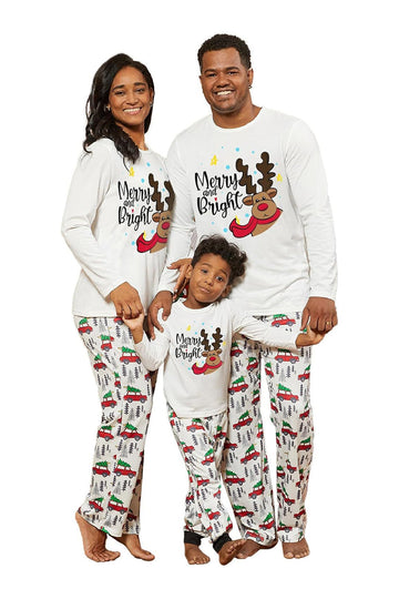 Ensemble de pyjama familial de Noël imprimé cerf blanc